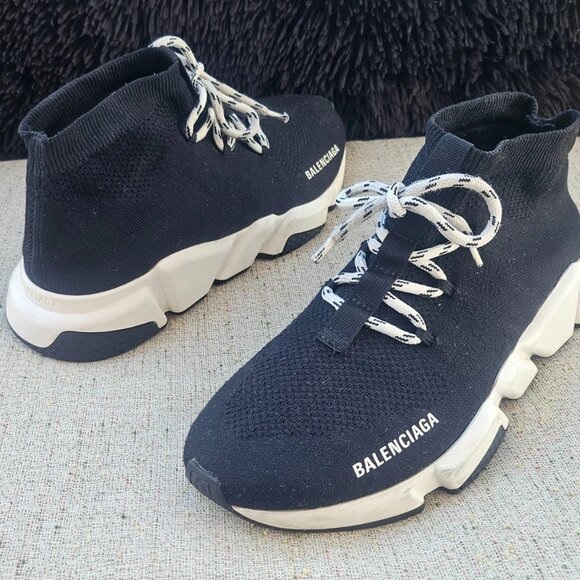 Balenciaga Men Shoes Sneaker Black Socks High Top Speed Made in Italy Size 9US